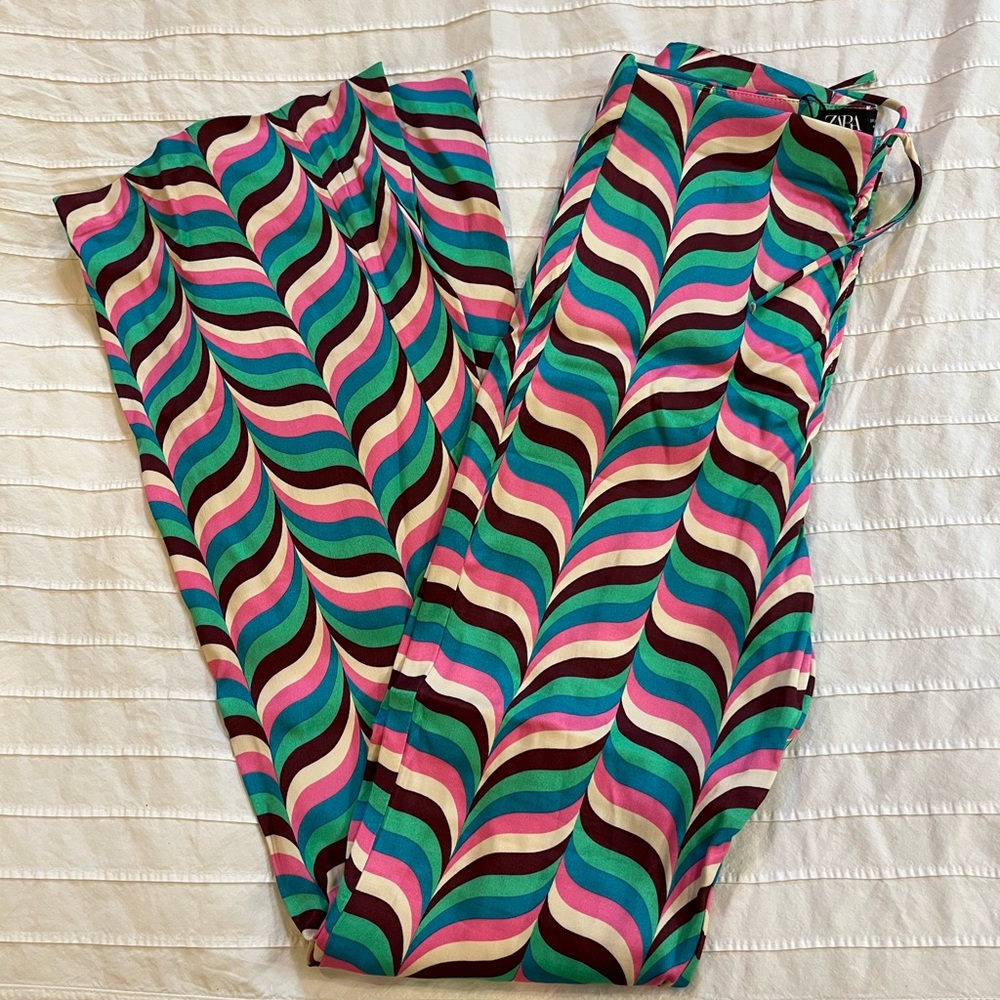 Zara printed flared pants